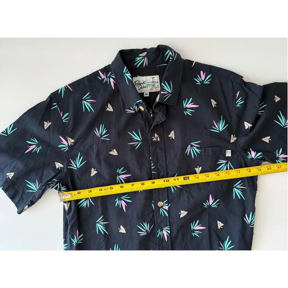 Vintage Roberta Oaks Aloha Short Sleeve Button Up Palm Leaf Pattern Medium